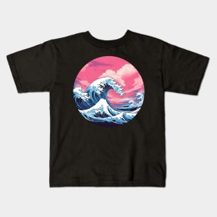 Summer Vaporwave Great Wave Kids T-Shirt